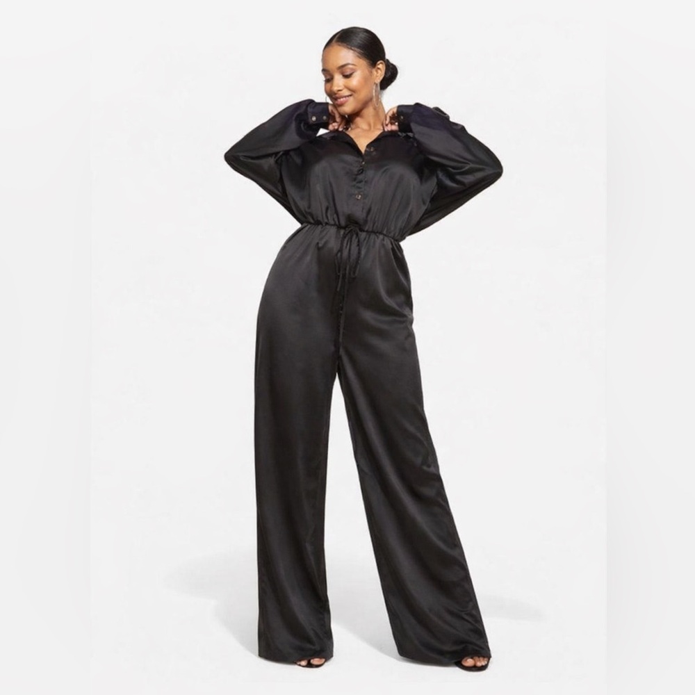 Prettylittlething satin jumpsuit‎
